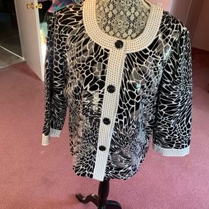 Chicos size 2 Black and White  jacket perfect for the holiday with clear sequin